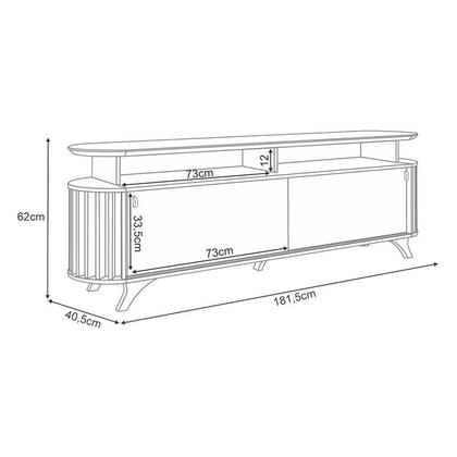 Imagem de Rack Bancada Alba com Painel Curv com Mesa de Centro Sky Cinamomo Off White  HB Móveis