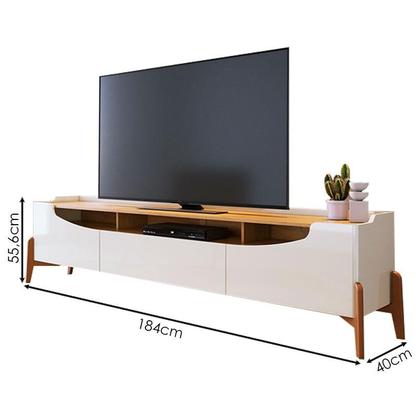 Imagem de Rack Bancada Ambiene Studio com Painel para TV Loft 1.8 Off White Nature - Imcal