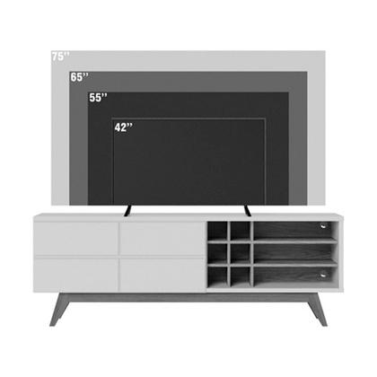 Rack Bancada Ambiente Com Adega 1,80 Off White Matte/Freijo - Alpoim Imagem de Rack Bancada Ambiente Com Adega 1,80 Off White Matte/Freijo