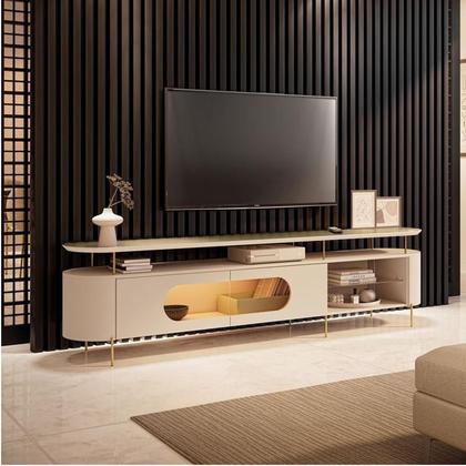 Imagem de Rack Bancada Ária Champanhe Off White - HB Móveis