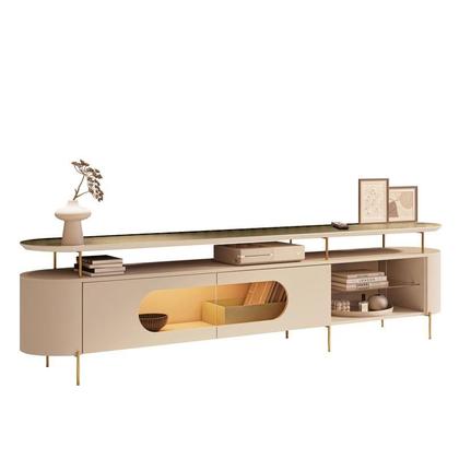 Imagem de Rack Bancada Ária com Aparador Vivant Champanhe Off White - HB Móveis