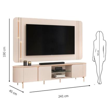 Imagem de Rack Bancada com Painel Ariana e Aparador Petri com Mesa de Centro Petri Off White  DJ Móveis