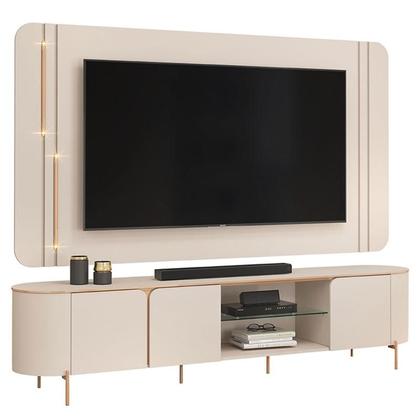 Imagem de Rack Bancada com Painel Ariana e Aparador Suri com Mesa de Centro Suri Off White  DJ Móveis