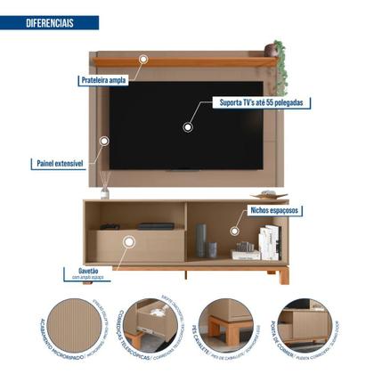 Imagem de Rack Bancada Com Painel Para TV 65 Polegadas Caemmun