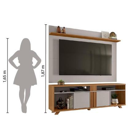 Imagem de Rack Bancada com Painel para TV até 70 Polegadas 1,80m Freijó / Off White Notável