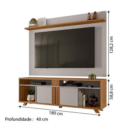 Imagem de Rack Bancada com Painel para TV até 70 Polegadas 1,80m Freijó / Off White Notável