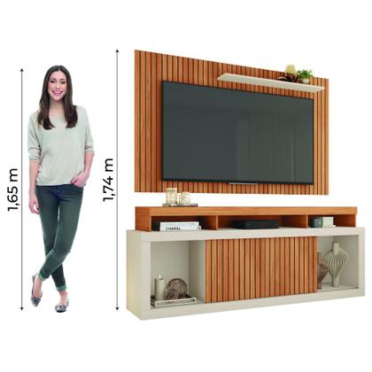 Imagem de Rack Bancada com Painel Ripado para TV até 65 Polegadas 1,80m Panamá Buriti / Off White Caemmun