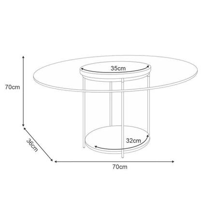 Imagem de Rack Bancada época Com Mesa De Centro Sky Com Tampo De Vidro Castanho Off White - Hb Móveis