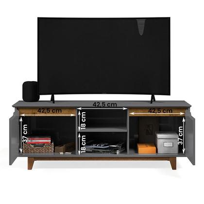 Imagem de Rack Bancada Flow 2 Portas Com Pés de Madeira Maciça