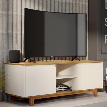 Imagem de Rack Bancada Flow 2 Portas Com Pés de Madeira Maciça