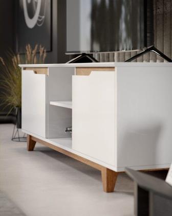 Imagem de Rack Bancada Flow Branco/Freijó - EJ Móveis