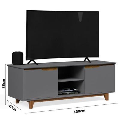 Imagem de Rack Bancada Flow Cinza/Freijó  EJ Móveis