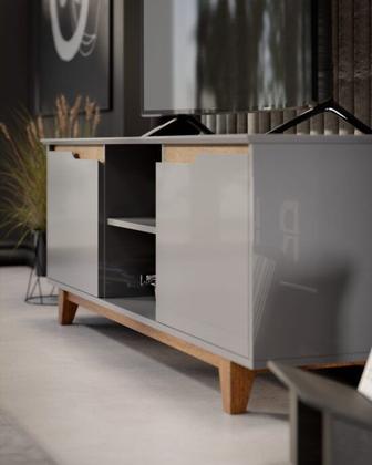 Imagem de Rack Bancada Flow Cinza/Freijó  EJ Móveis