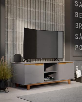 Imagem de Rack Bancada Flow Cinza/Freijó  EJ Móveis