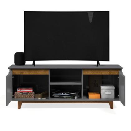 Imagem de Rack Bancada Flow Cinza/Freijó  EJ Móveis