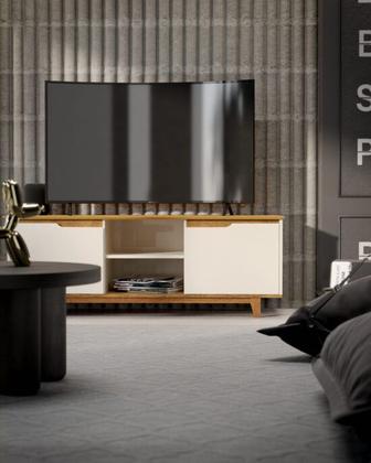 Imagem de Rack Bancada Flow Off/Freijó  EJ Móveis