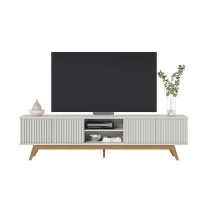 Imagem de Rack Bancada Fortaleza Off White Matte com Mesa de Centro Jeri Off White Freijó - Colibri