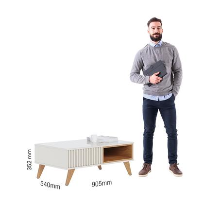 Imagem de Rack Bancada Fortaleza Off White Matte com Mesa de Centro Jeri Off White Freijó - Colibri