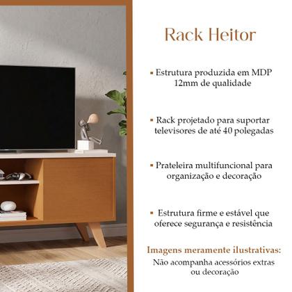 Imagem de Rack Bancada Heitor para Tv Estante Home Sala Quarto Moderna com 1 Porta - Naturale/off