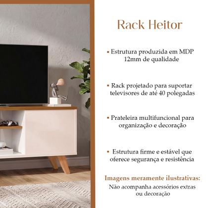 Imagem de Rack Bancada Heitor para Tv Estante Home Sala Quarto Moderna com 1 Porta - Off/naturale