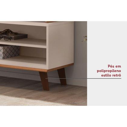 Imagem de Rack Bancada p/TV até 70 Polegadas Flow Ripado c/ Nichos e Pés 180x60cm Cedro/Bali - DJ Móveis