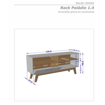 Imagem de Rack Bancada Paladio TV 55 Pol. Sala Com Pes de Madeira