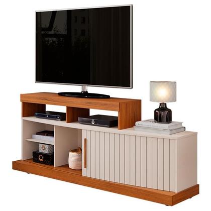 Imagem de Rack Bancada para Sala Ambiente Scala Freijó Off White  DJ Móveis