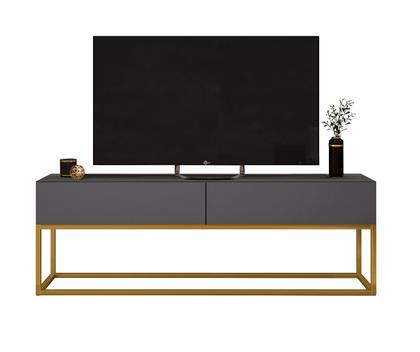 Imagem de Rack Bancada Para Sala Tv Ate 50 Polegadas Cinza/Dourado