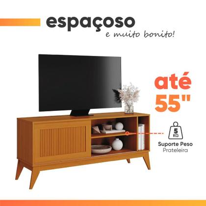 Imagem de Rack Bancada para TV até 55 Polegadas 1,36m Ripado Impressão 3D 1 Porta Cedro Aruba EDN