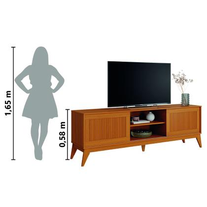 Imagem de Rack Bancada para TV até 65 Polegadas 1,80m Ripado Impressão 3D 2 Portas Cedro King EDN