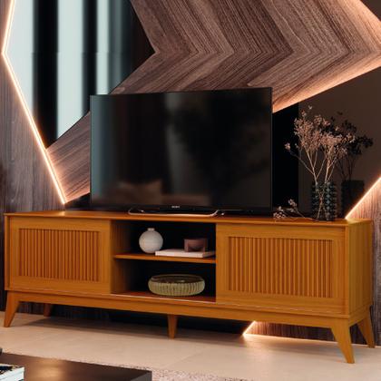 Imagem de Rack Bancada para TV até 65 Polegadas 1,80m Ripado Impressão 3D 2 Portas Cedro King EDN