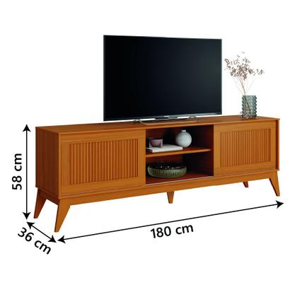 Imagem de Rack Bancada para TV até 65 Polegadas 1,80m Ripado Impressão 3D 2 Portas Cedro King EDN