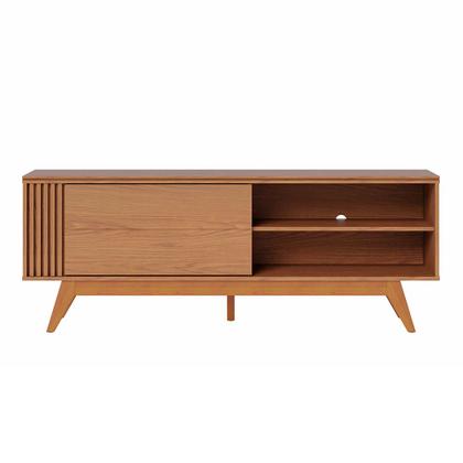 Imagem de Rack Bancada Pés Madeira Nuro 160cm Porta Deslizante MDF/MDP TV até 60 Freijó G73 - Gran Belo