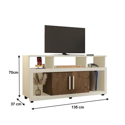 Imagem de Rack Bancada Sala com Pés de Rodinha e 2 Portas Star 135x70cm