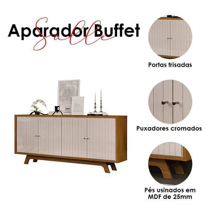 Imagem de Rack Bancada Scala e Aparador Buffet Mercuri Freijó Off White  DJ Móveis