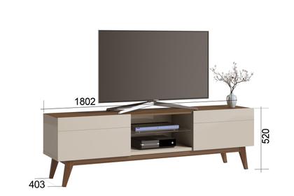 Imagem de Rack Bancada Smart Estante Home Sala De Estar Tv 65 Polegadas 2 Gavetas Prateleira Vidro Organizadora Decoração Classic 1.80m Imcal