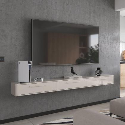 Imagem de Rack Bancada Suspensa Para Tv De Até 70 3 Portas Bela 1.8 Off White Perolizado