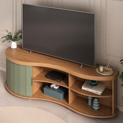 Imagem de Rack Bancada Tv 75 Pol 180 cm 4700 Carvalho Off White Menta ARLY