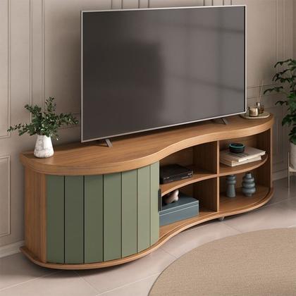 Imagem de Rack Bancada Tv 75 Pol 180 cm 4700 Carvalho Off White Menta ARLY