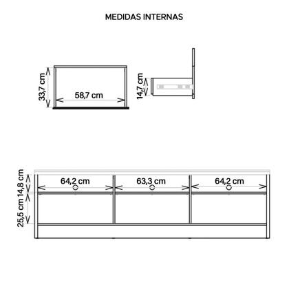 Imagem de Rack Bancada Tv Até 75 Polegadas 3 Gavetas Vectro Caemmun