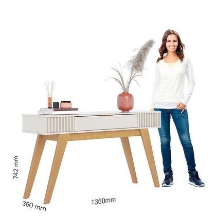 Imagem de Rack Bancada Yara Freijó Off White com Aparador para Sala Riviera Off White  Colibri