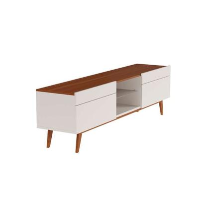 Rack Bristol I 2 GV Off White com Freijó Touch 180 cm - Mobly Imagem de Rack Bristol I 2 GV Off White com Freijó Touch 180 cm