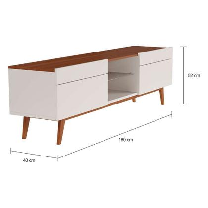 Rack Bristol I 2 GV Off White com Freijó Touch 180 cm - Mobly Imagem de Rack Bristol I 2 GV Off White com Freijó Touch 180 cm