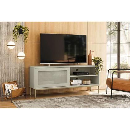 Rack Buriti 1 PT Off White 135 cm - Olivar Móveis Imagem de Rack Buriti 1 PT Off White 135 cm