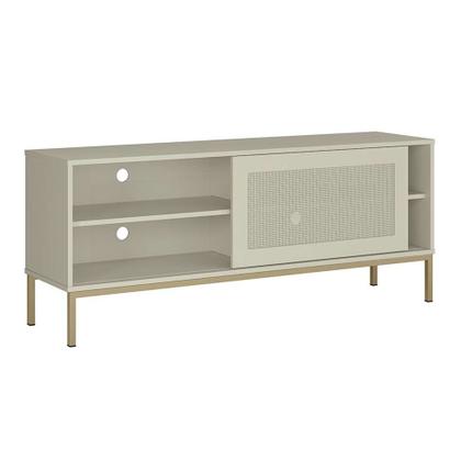 Rack Buriti 1 PT Off White 135 cm - Olivar Móveis Imagem de Rack Buriti 1 PT Off White 135 cm