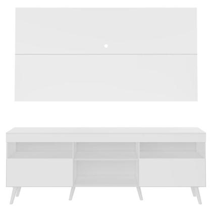 Imagem de Rack c/ Painel e Suporte p/ TV 65" e Pés Retrô Flórida Multimóveis Branco