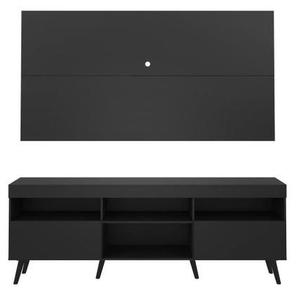 Imagem de Rack c/ Painel e Suporte p/ TV 65" e Pés Retrô Flórida Multimóveis Preto