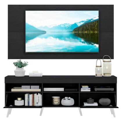 Imagem de Rack c/ Painel e Suporte TV 65" Pés Retrô com 2 Portas Londres Multimóveis