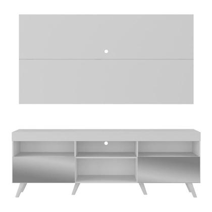 Imagem de Rack c/ Painel p/ TV 65", espelho e pés retrô Flórida Multimóveis Branco