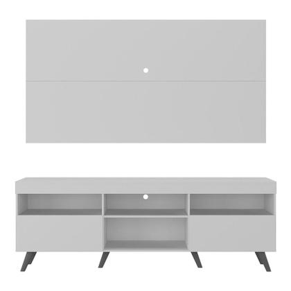 Imagem de Rack c/ Painel p/ TV até 65" e Pés Retrô Flórida Multimóveis  Branco/Preto